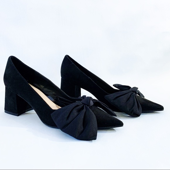 Zara Shoes Zara Black Bow Court Shoes Faux Suede Pointed Zara Shoes Zara Black Bow Court Shoes Faux Suede Pointed